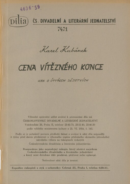 Cena vítězného konce: hra o čtyřech dějstvích