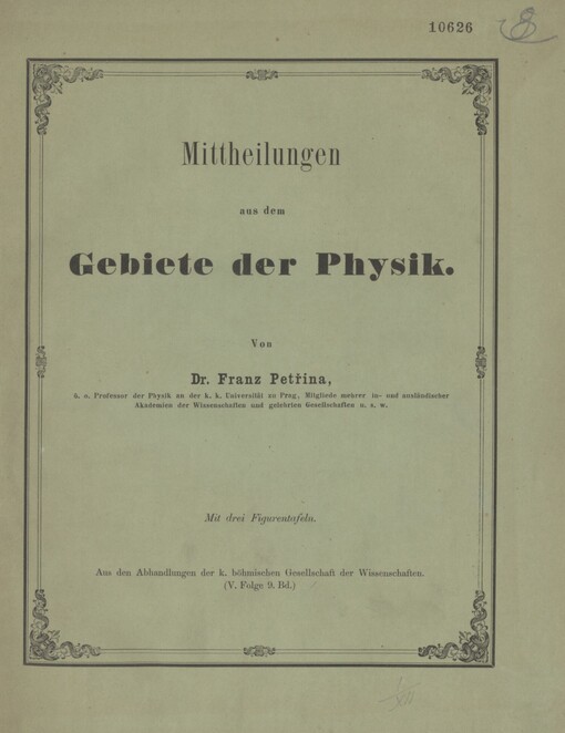 Mittheilungen aus dem Gebiete der Physik
