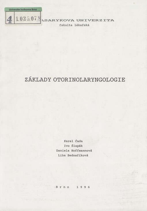 Základy otorinolaryngologie