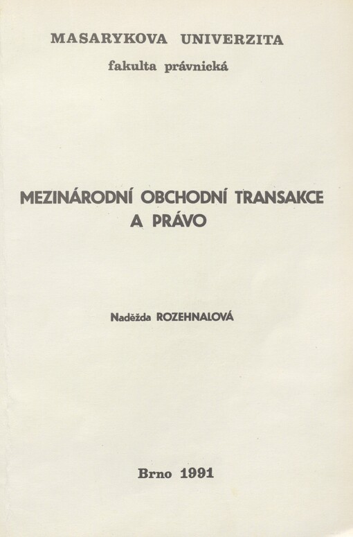 Mezinárodní obchodní transakce a právo