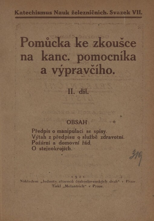 Pomůcka ke zkoušce na kanc. pomocníka a výpravčího