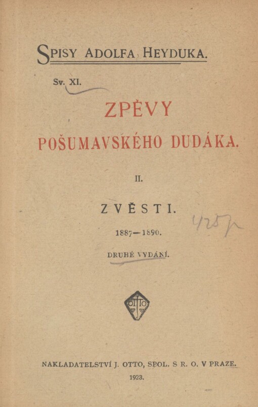 Zpěvy pošumavského dudáka: 1887-1890