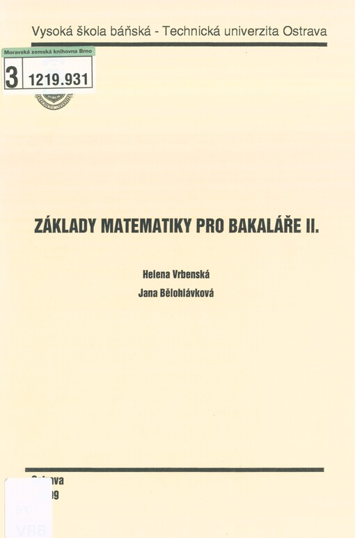 Základy matematiky pro bakaláře II