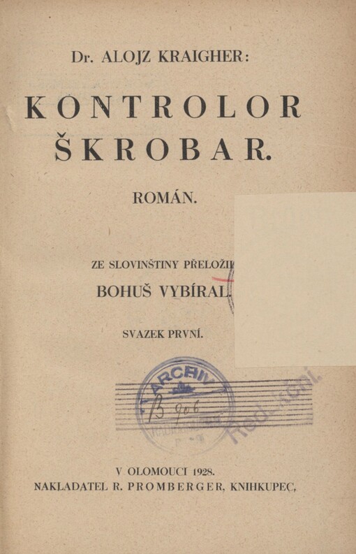 Kontrolor Škrobar: román