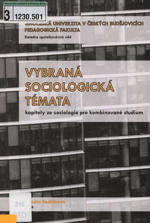 Vybraná sociologická témata: kapitoly ze sociologie pro kombinované studium