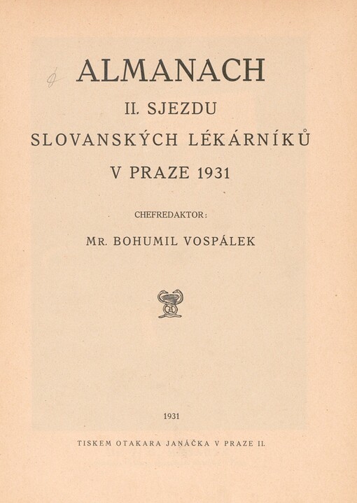 Almanach II. sjezdu slovanských lékarníků v Praze 1931