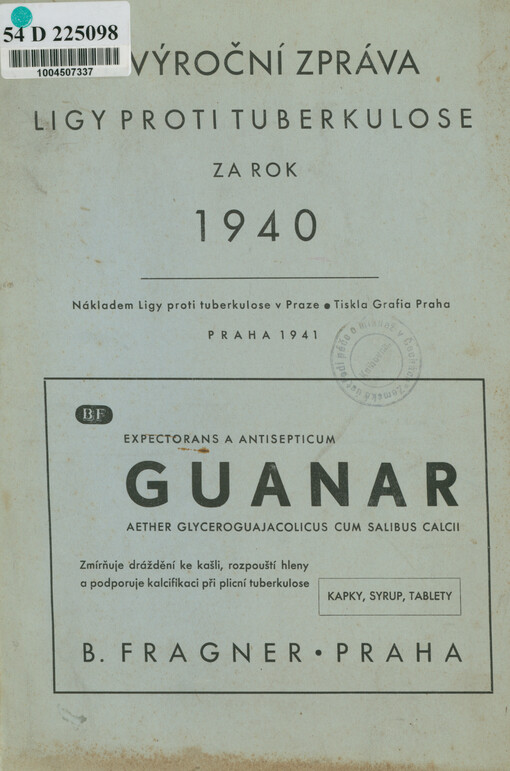 ... výroční zpráva Masarykovy ligy proti tuberkulose za rok ...