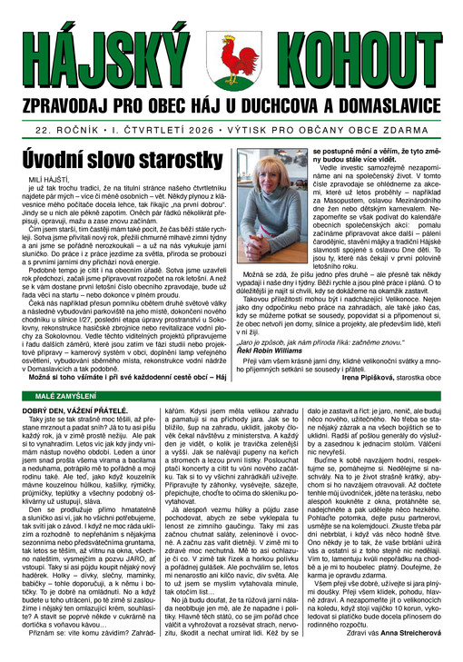 Hájský kohout : zpravodaj pro obec Háj u Duchcova a Domaslavice