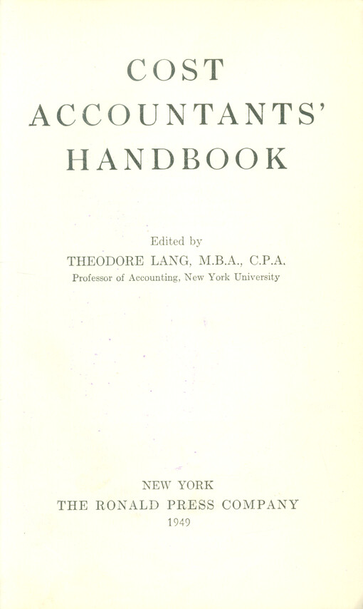 Cost accountants' handbook