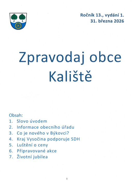 Zpravodaj obce Kaliště