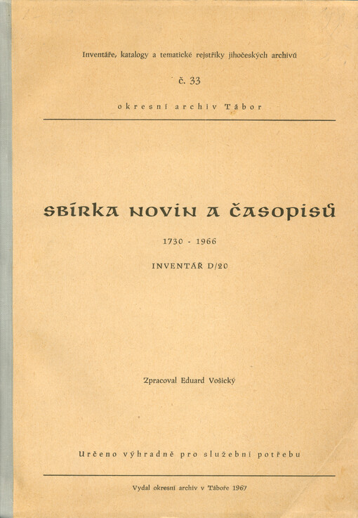 Sbírka novin a časopisů 1730-1966 : inventář D/20