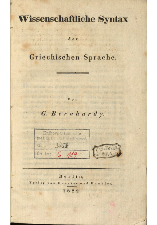 Wissenschaftliche Syntax der Griechischen Sprache