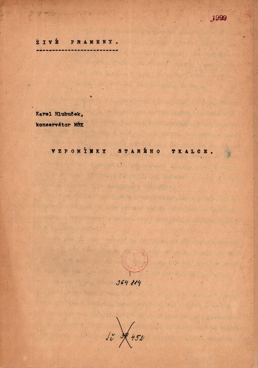 Vzpomínky starého tkalce