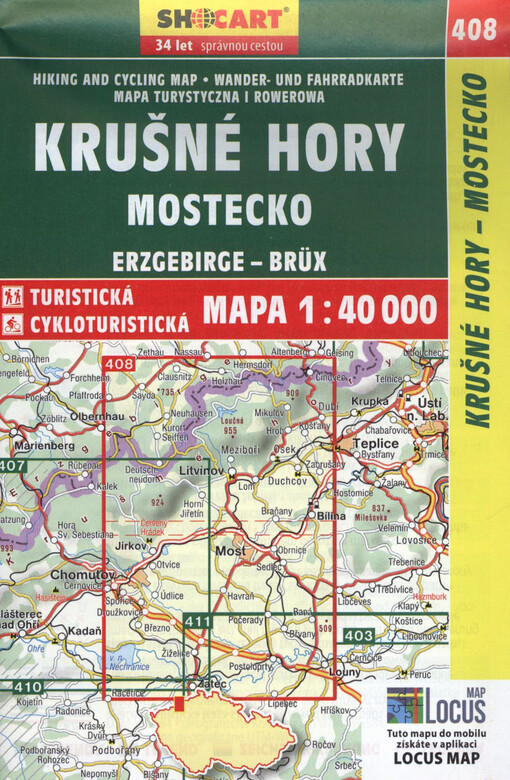Krušné hory, Mostecko = Erzgebirge - Brüx : turistická a cykloturistická mapa 1:40 000