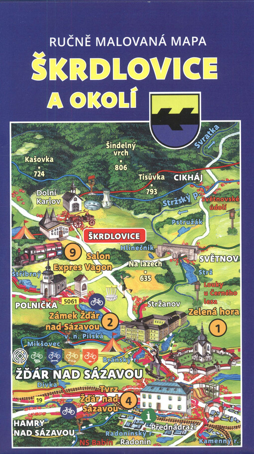 Ručně malovaná mapa Škrdlovice a okolí