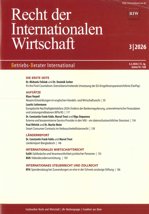 Recht der Internationalen Wirtschaft : Betriebs-Berater International