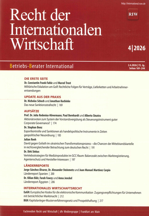 Recht der Internationalen Wirtschaft : Betriebs-Berater International