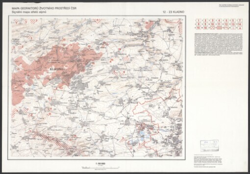 Mapa geofaktorů životního prostředí ČSR: Signální mapa střetů zájmů. 12-23. Kladno