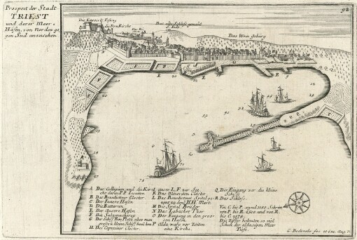 Prospect der Stadt Triest und derer Meer Häfen von Seiten der Norden gegen Sud anzusehen