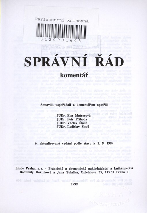 Správní řád: komentář : podle stavu k 1.9.1999