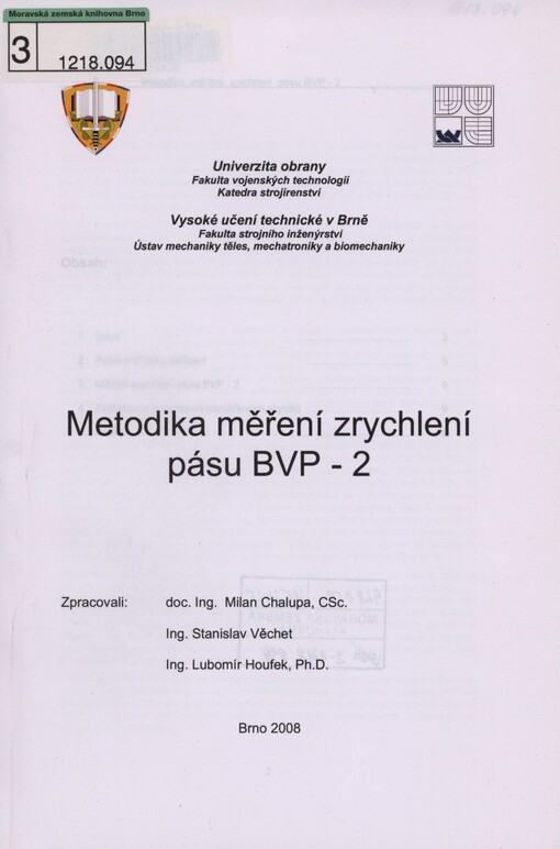 Metodika měření zrychlení pásu BVP-2