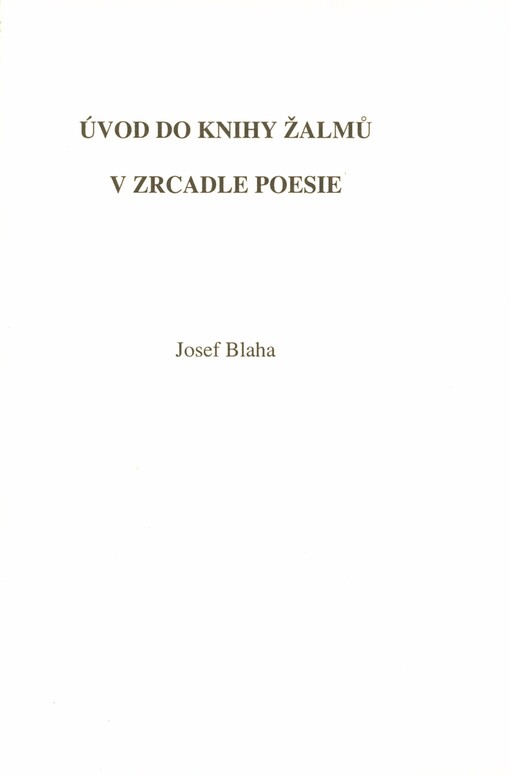 Úvod do Knihy žalmů v zrcadle poesie