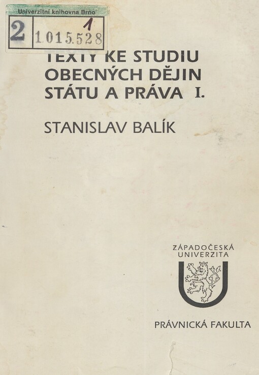 Texty ke studiu obecných dějin státu a práva. 1