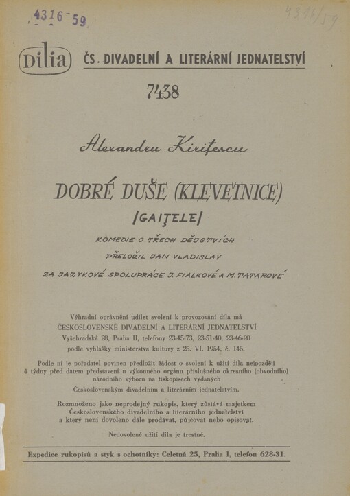 Dobré duše (Klevetnice) =: Gaiţele : komedie o třech dějstvích