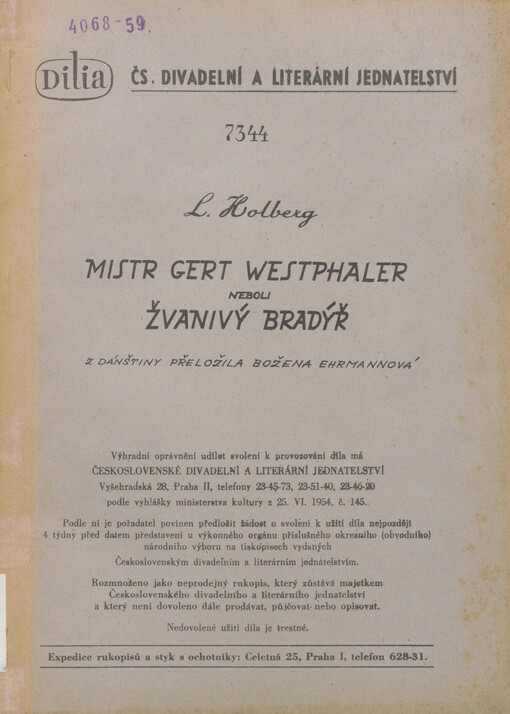 Mistr Gert Westphaler, neboli, Žvanivý bradýř