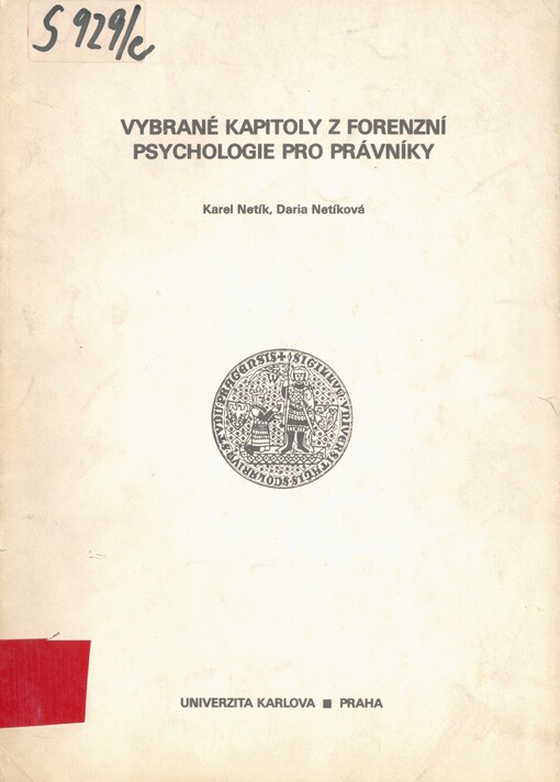 Vybrané kapitoly z forenzní psychologie pro právníky