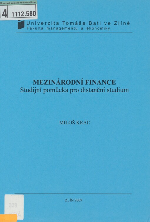 Mezinárodní finance: studijní pomůcka pro distanční studium