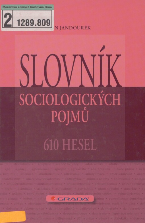 Slovník sociologických pojmů: 610 hesel