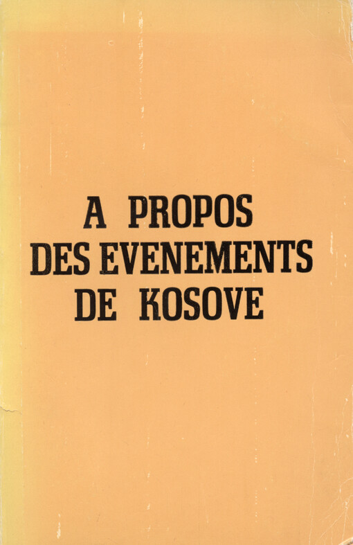 A propos des evenements de Kosove