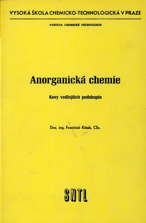 Anorganická chemie : kovy vedlejších podskupin