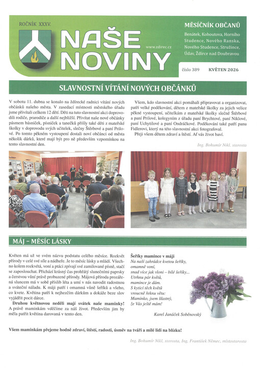 Naše noviny : měsíčník občanů Ždírce nad Doubravou