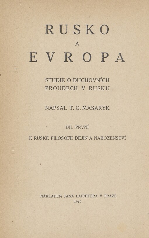 Rusko a Evropa: studie o duchovních proudech v Rusku