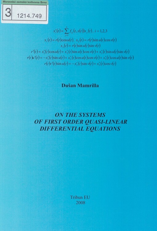 On the systems of first order quasi-linear differential equations