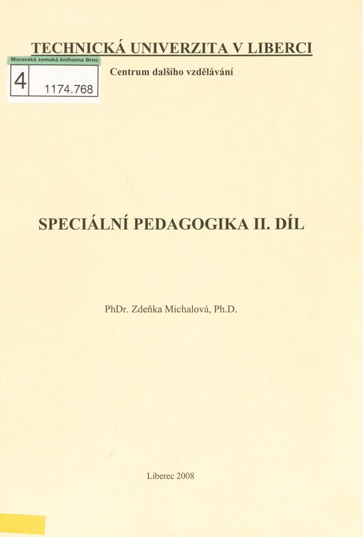 Speciální pedagogika. II. díl