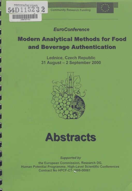 Modern analytical methods for food and beverage authentication: EuroConference, Lednice, Czech Republic, 31 August - 2 September 2000 : abstracts
