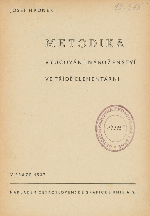 Metodika vyučování náboženství ve třídě elementární