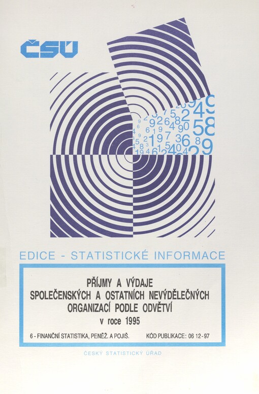 Příjmy a výdaje společenských a ostatních nevýdělečných organizací podle odvětví v roce 1995