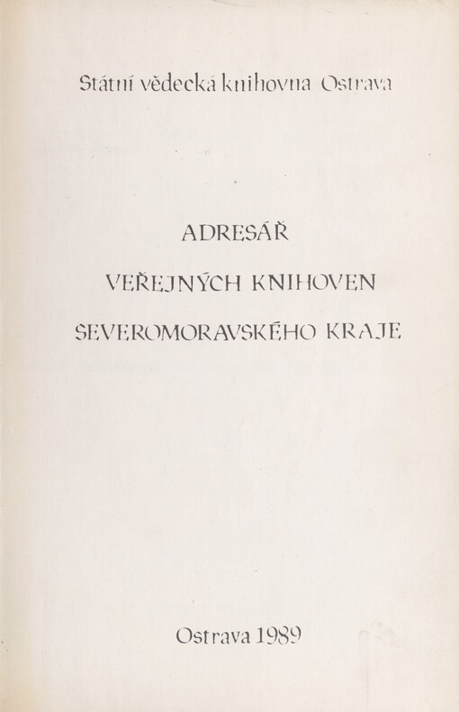 Adresář veřejných knihoven Severomoravského kraje