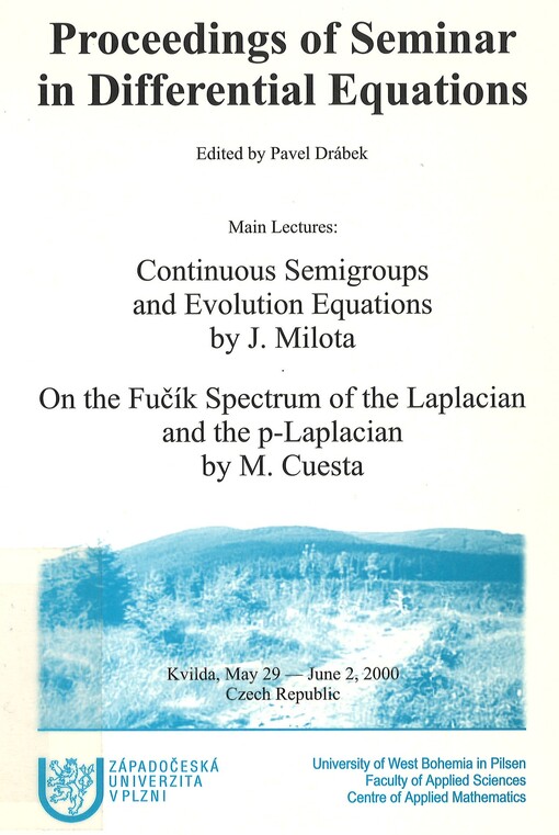 Proceedings of Seminar in differential equations : Kvilda, May 29 - June 2, 2000, Czech Republic 