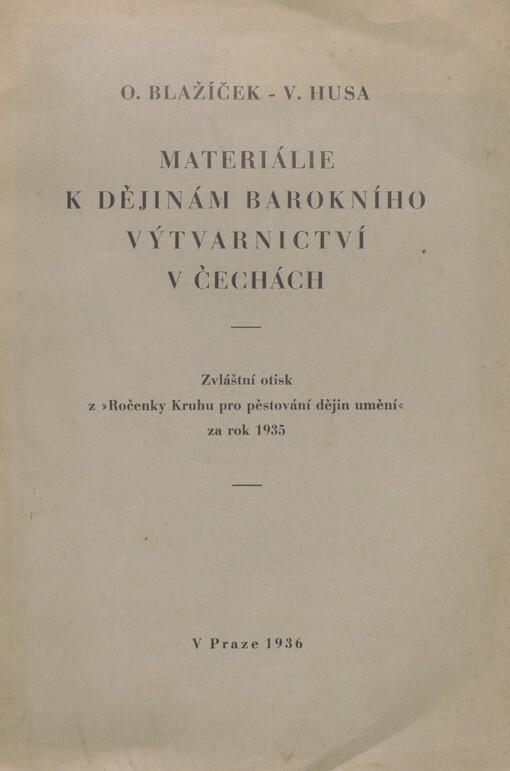 Materiálie k dějinám barokního výtvarnictví v Čechách