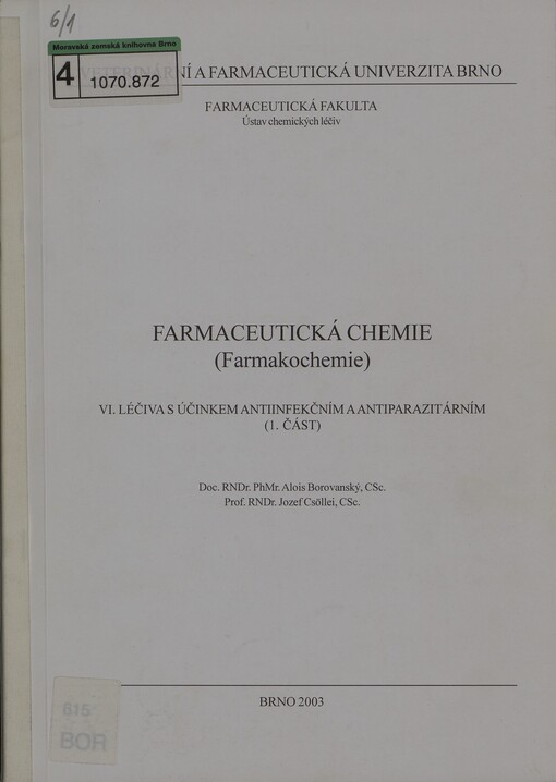 Farmaceutická chemie: (farmakochemie)