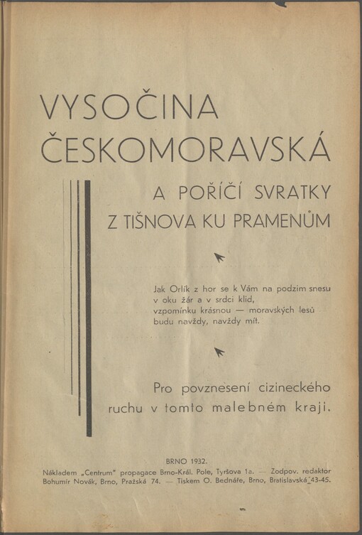 Vysočina Českomoravská a poříčí Svratky z Tišnova ku pramenům