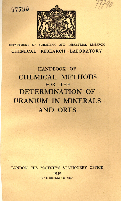 Handbook of chemical methods for the determination of uranium in minerals and ores