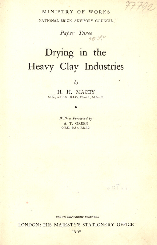 Drying in the Heavy Clay Industries