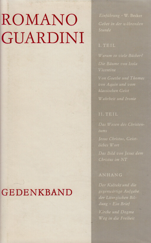 Romano Guardini : ein Gedenkbuch mit einer Auswahl aus seinem Werk