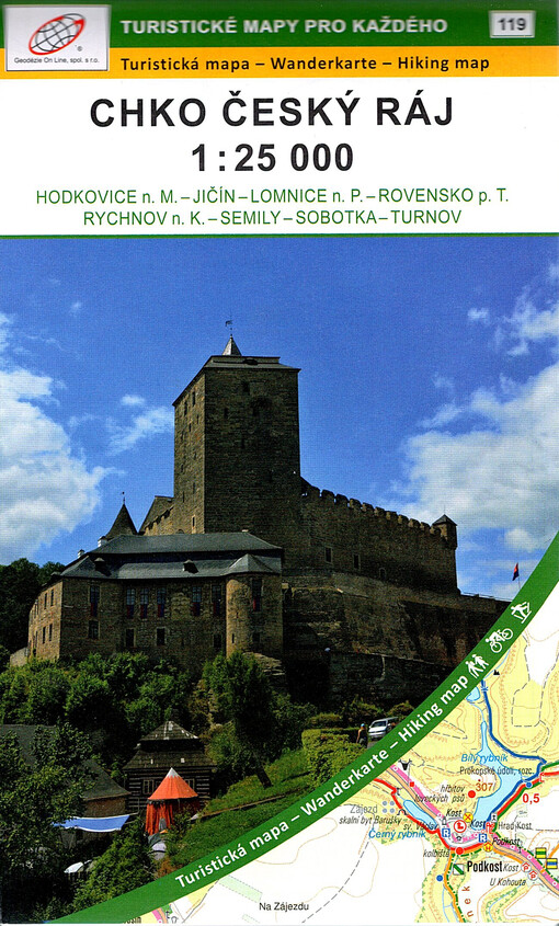 CHKO Český ráj : Hodkovice n. M. - Jičín - Lomnice n. P. - Rovensko p. T. - Rychnov n. K. - Semily - Sobotka - Turnov : turistická mapa : Wanderkarte : hiking map